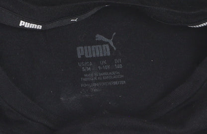PUMA Boys Black 9-10 Years Graphic Logo Cotton T-Shirt