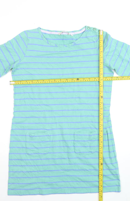 Boden Women’s Blue Striped Shift Dress Size 12 Cotton 3/4 Sleeve