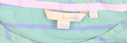 Boden Women’s Blue Striped Shift Dress Size 12 Cotton 3/4 Sleeve