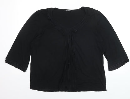 Essence Women’s Black V-Neck 3/4 Sleeve Tunic Blouse Size 20