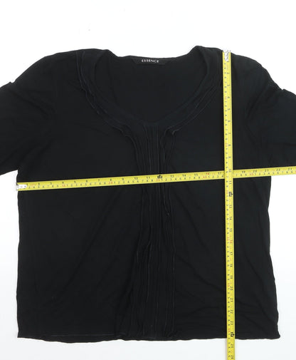 Essence Women’s Black V-Neck 3/4 Sleeve Tunic Blouse Size 20