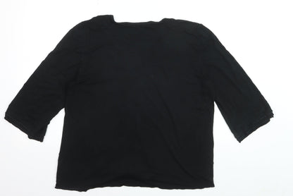 Essence Women’s Black V-Neck 3/4 Sleeve Tunic Blouse Size 20