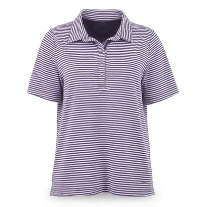 Dash Womens Purple Striped Polo Shirt Size 14 Short Sleeve