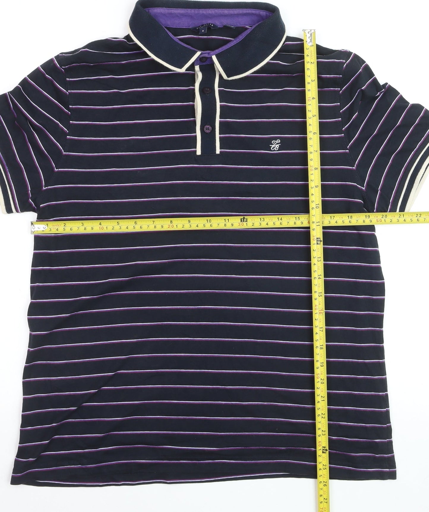 Ted Baker Men's Blue Striped Polo Shirt Size L Cotton Blend