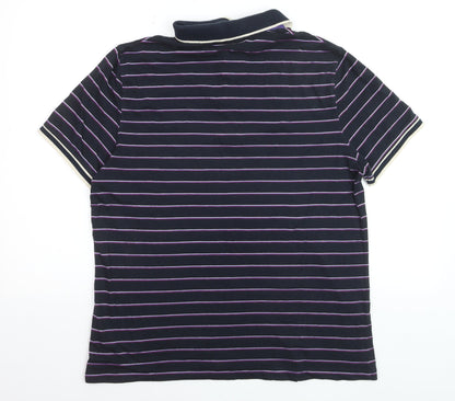 Ted Baker Men's Blue Striped Polo Shirt Size L Cotton Blend