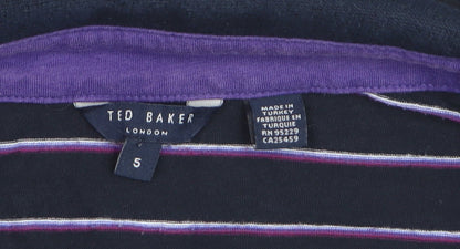 Ted Baker Men's Blue Striped Polo Shirt Size L Cotton Blend