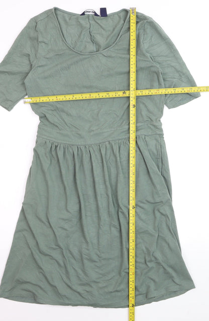 Lands' End Womens Green Fit & Flare Jersey Dress Size S