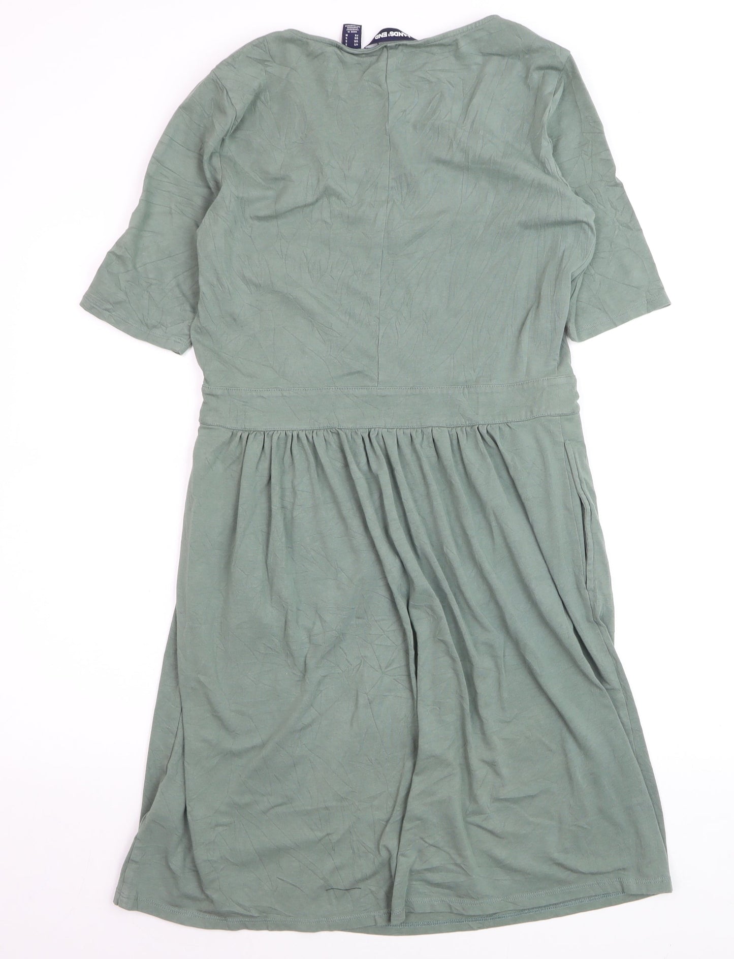 Lands' End Womens Green Fit & Flare Jersey Dress Size S