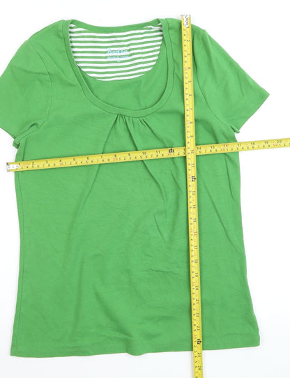 Boden Women Green Size 10 Short Sleeve Basic Cotton T-Shirt