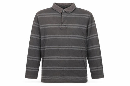 Stone Bay Men’s Brown Striped Long Sleeve Polo Shirt XL