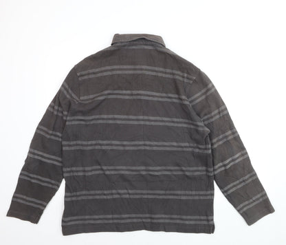 Stone Bay Men’s Brown Striped Long Sleeve Polo Shirt XL