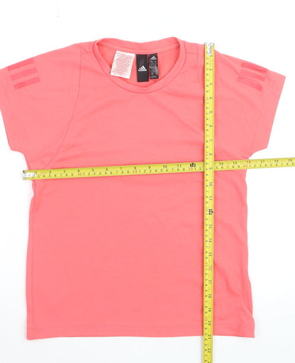 Adidas Girls Coral Pink Crew Neck Short Sleeve T-Shirt 11-12 Years
