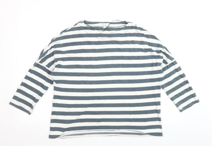 Seasalt Women’s Blue White Striped Organic Cotton 3/4 Sleeve T-Shirt Size 14