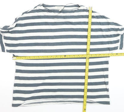 Seasalt Women’s Blue White Striped Organic Cotton 3/4 Sleeve T-Shirt Size 14