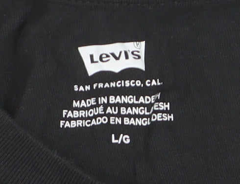 Levi's Men's Black Cotton Crew Neck Short Sleeve T-Shirt L
