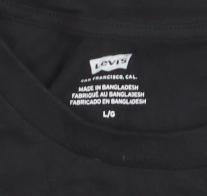 Levi's Men's Black Cotton Crew Neck Short Sleeve T-Shirt L
