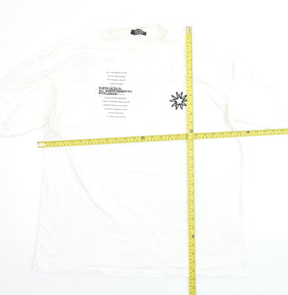 boohooMAN Men's White Long Sleeve Graphic Flame Top Size M