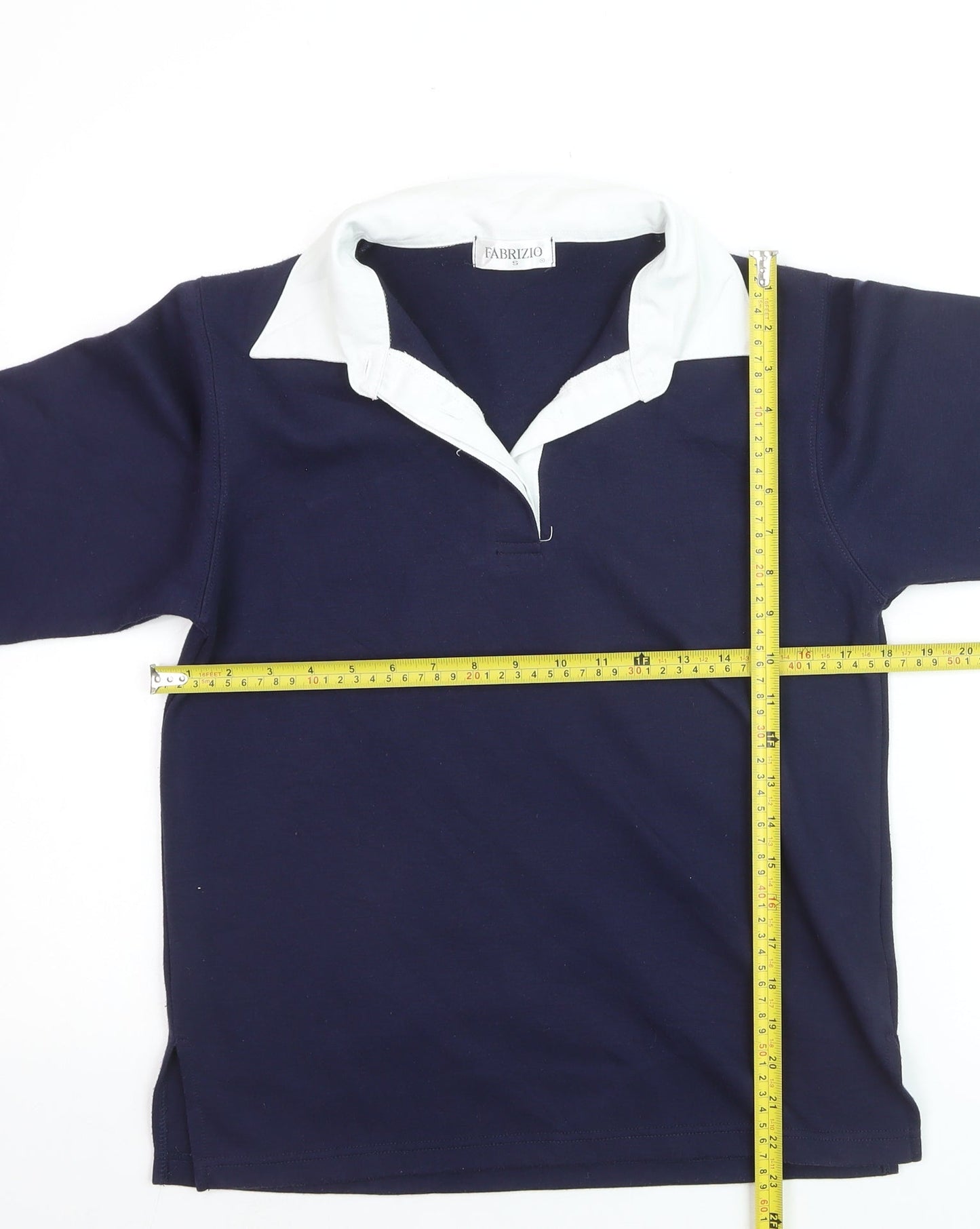 Fabrizio Women's Blue Collared Henley Long Sleeve Jumper Size S
