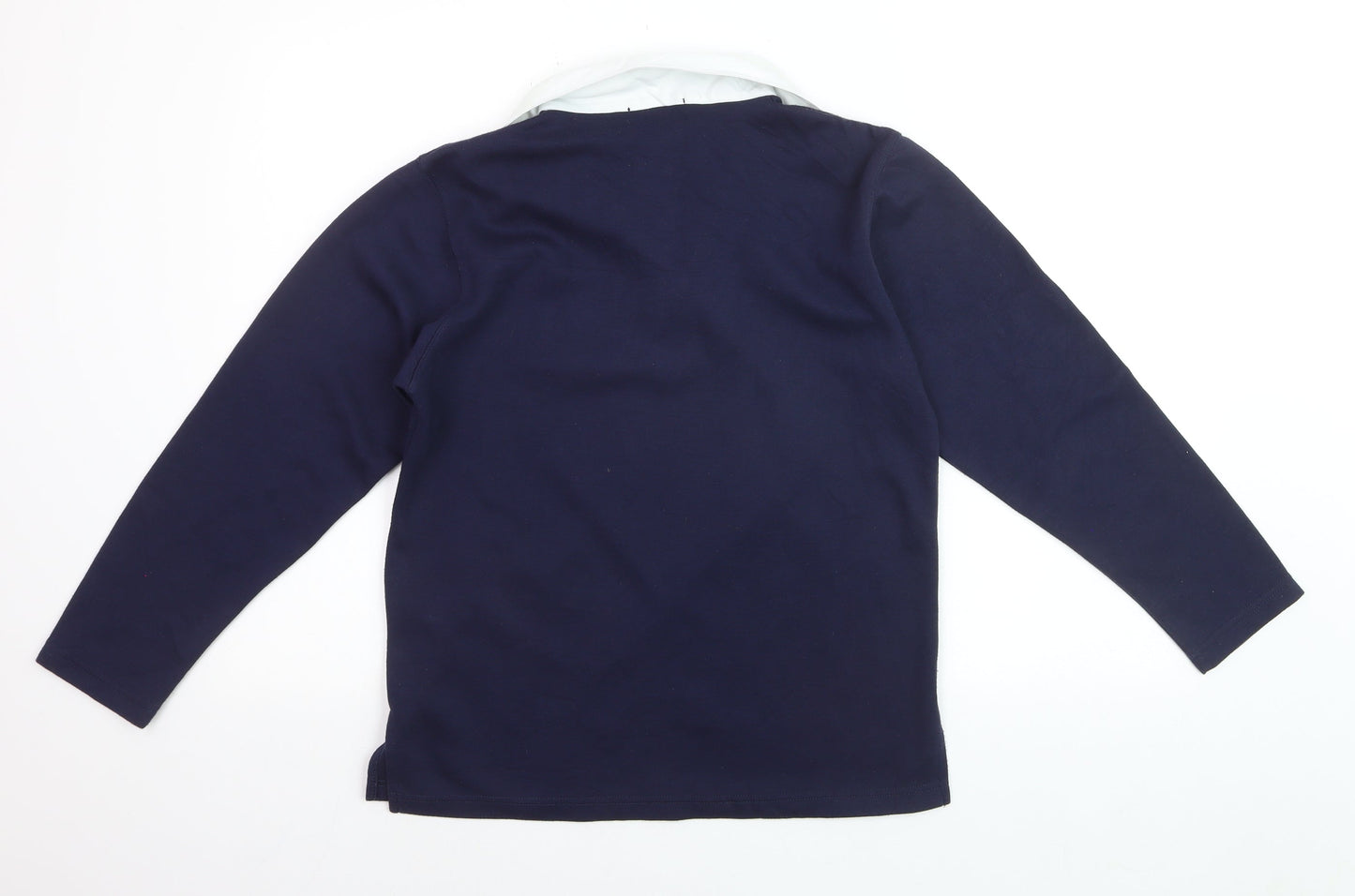 Fabrizio Women's Blue Collared Henley Long Sleeve Jumper Size S