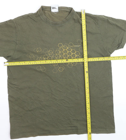 Seventyseven Men's Green Graphic Print Cotton T-Shirt Size S