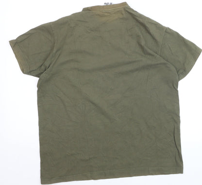 Seventyseven Men's Green Graphic Print Cotton T-Shirt Size S