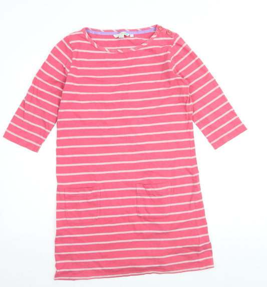 Boden Womens Pink White Stripe 3/4 Sleeve Cotton Tunic UK 12