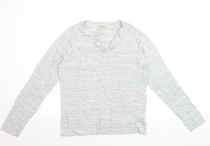 500/Denim Maison Cirqcent Men's Grey Henley Long Sleeve Top M