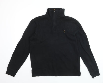 Ralph Lauren Men’s Black Cotton 1/4 Zip Jumper Size S Classic Fit