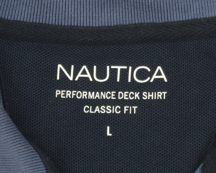 Nautica Men's Blue Classic Fit Performance Polo Shirt L