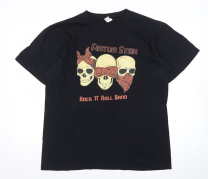 Anvil Men’s Black Rock Band Graphic T-Shirt - Size L Cotton Vintage Style