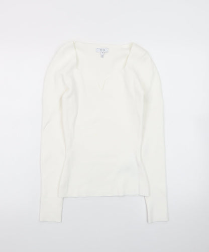 Reiss Women’s Ivory V-Neck Slim Knit Jumper Size S