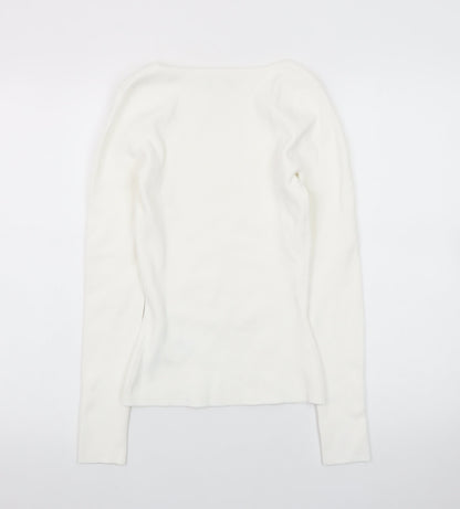 Reiss Women’s Ivory V-Neck Slim Knit Jumper Size S