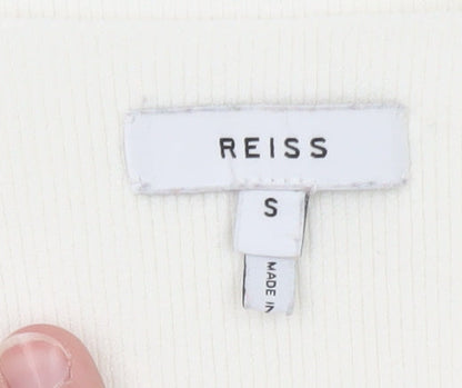 Reiss Women’s Ivory V-Neck Slim Knit Jumper Size S