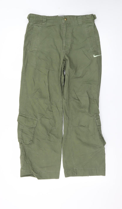 Nike Girls Green Cargo Trousers M 10-12 Years Cotton Casual Outdoor