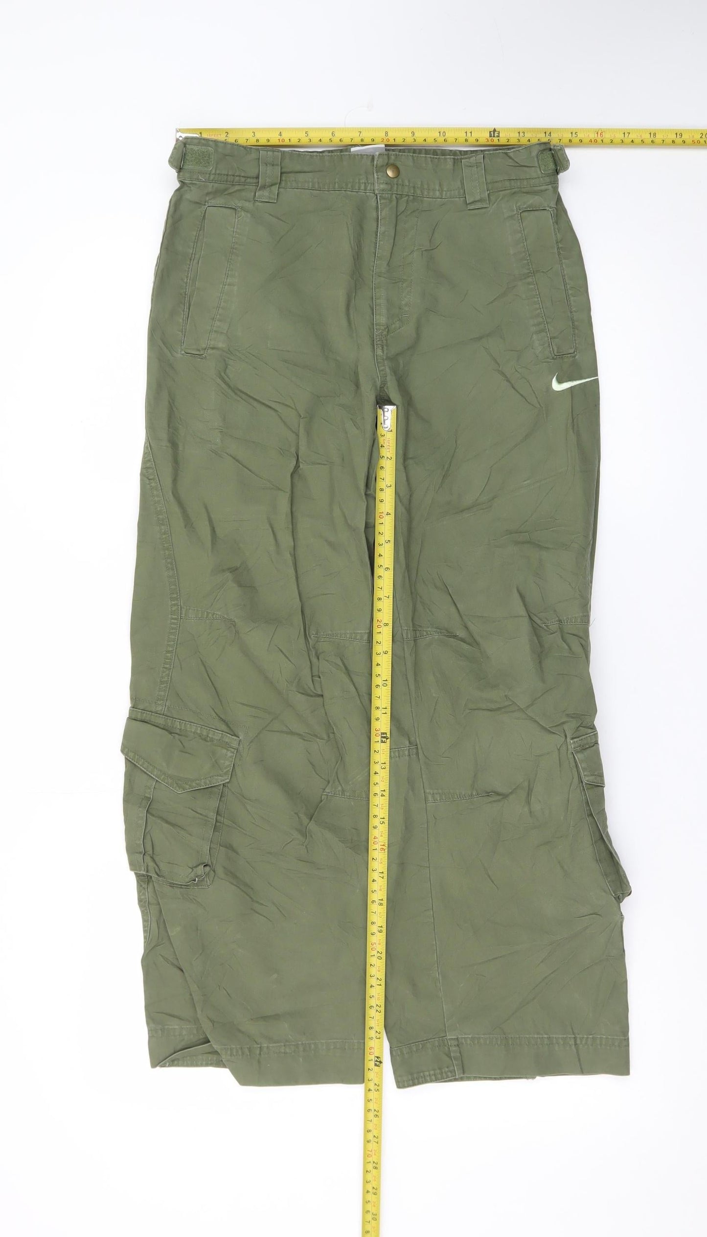 Nike Girls Green Cargo Trousers M 10-12 Years Cotton Casual Outdoor