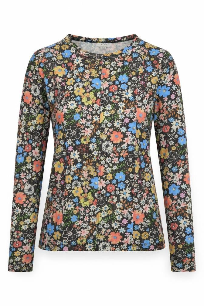 Topshop Women's Multicoloured Floral Long Sleeve Jersey Top Size 12