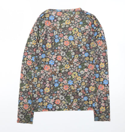 Topshop Women's Multicoloured Floral Long Sleeve Jersey Top Size 12