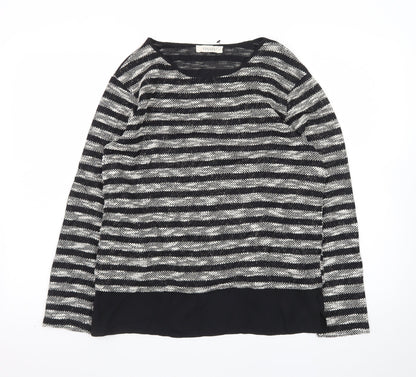 Oasis Women’s Black Striped Knit Pullover Jumper Size M