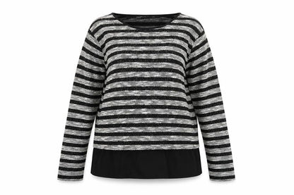 Oasis Women’s Black Striped Knit Pullover Jumper Size M