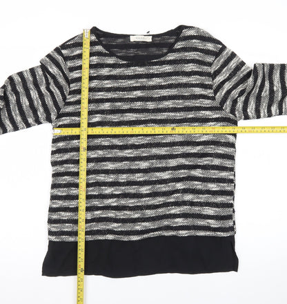 Oasis Women’s Black Striped Knit Pullover Jumper Size M