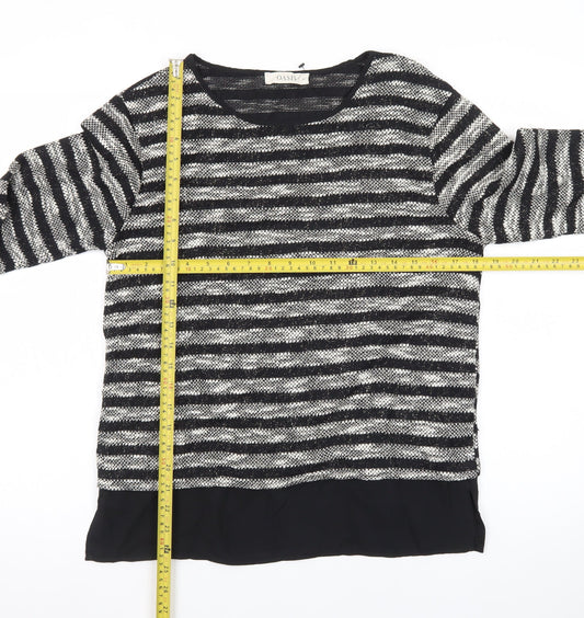 Oasis Women’s Black Striped Knit Pullover Jumper Size M