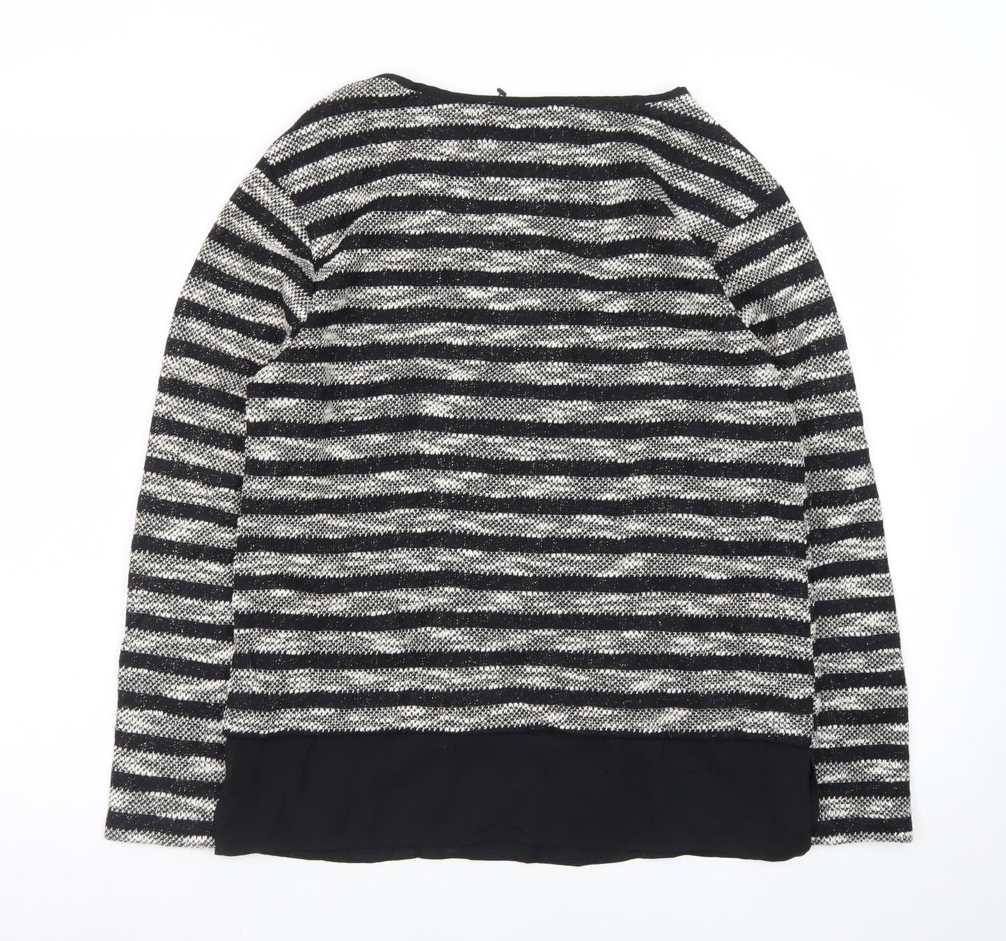 Oasis Women’s Black Striped Knit Pullover Jumper Size M