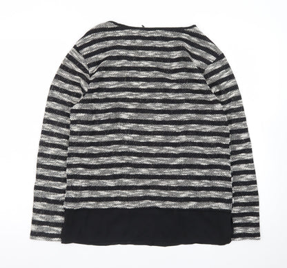 Oasis Women’s Black Striped Knit Pullover Jumper Size M