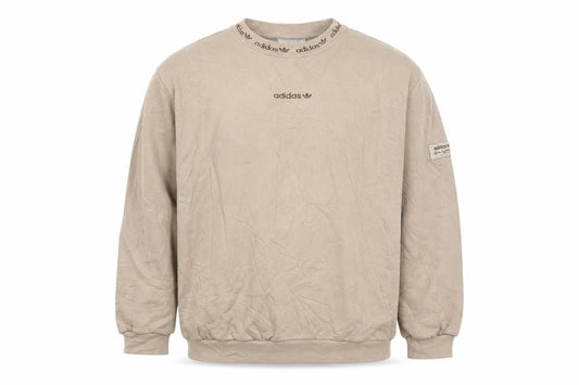 Front view of Adidas Men's Beige Crew Neck Sweatshirt XL Cotton Blend Pullover