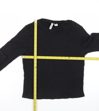 H&M Divided Women's Black Long Sleeve Basic Jersey Top Size L