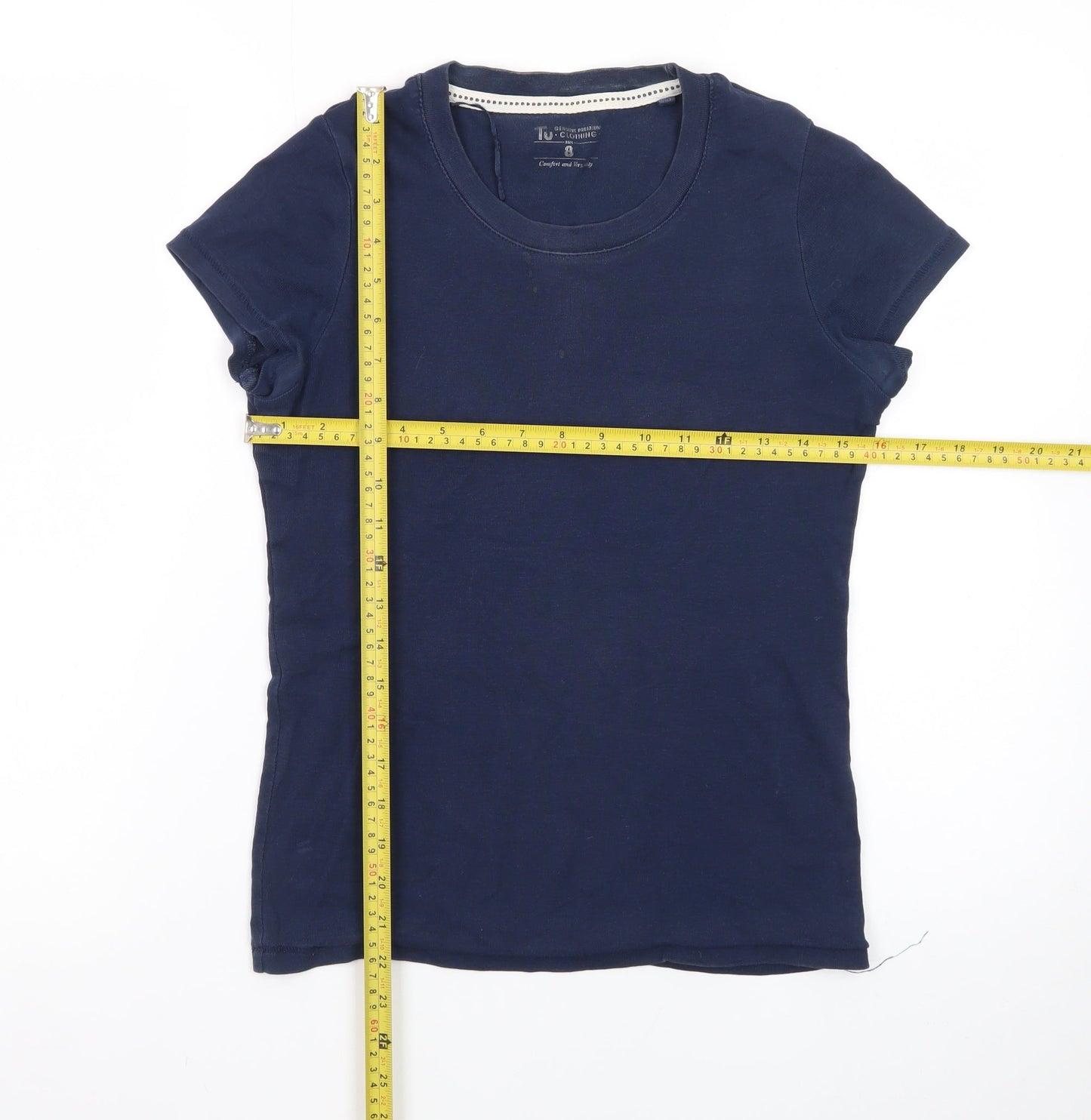 Tu Clothing Women's Blue Basic Short Sleeve Cotton T-Shirt Size 8