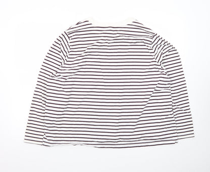 Marks and Spencer Women's White Striped Long Sleeve T-Shirt Size 24
