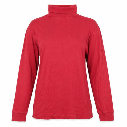 Cotton Traders Womens Red Roll Neck Long Sleeve T-Shirt Size M