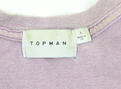 Topman Men's Purple Graphic Print Crew Neck T-Shirt Size L