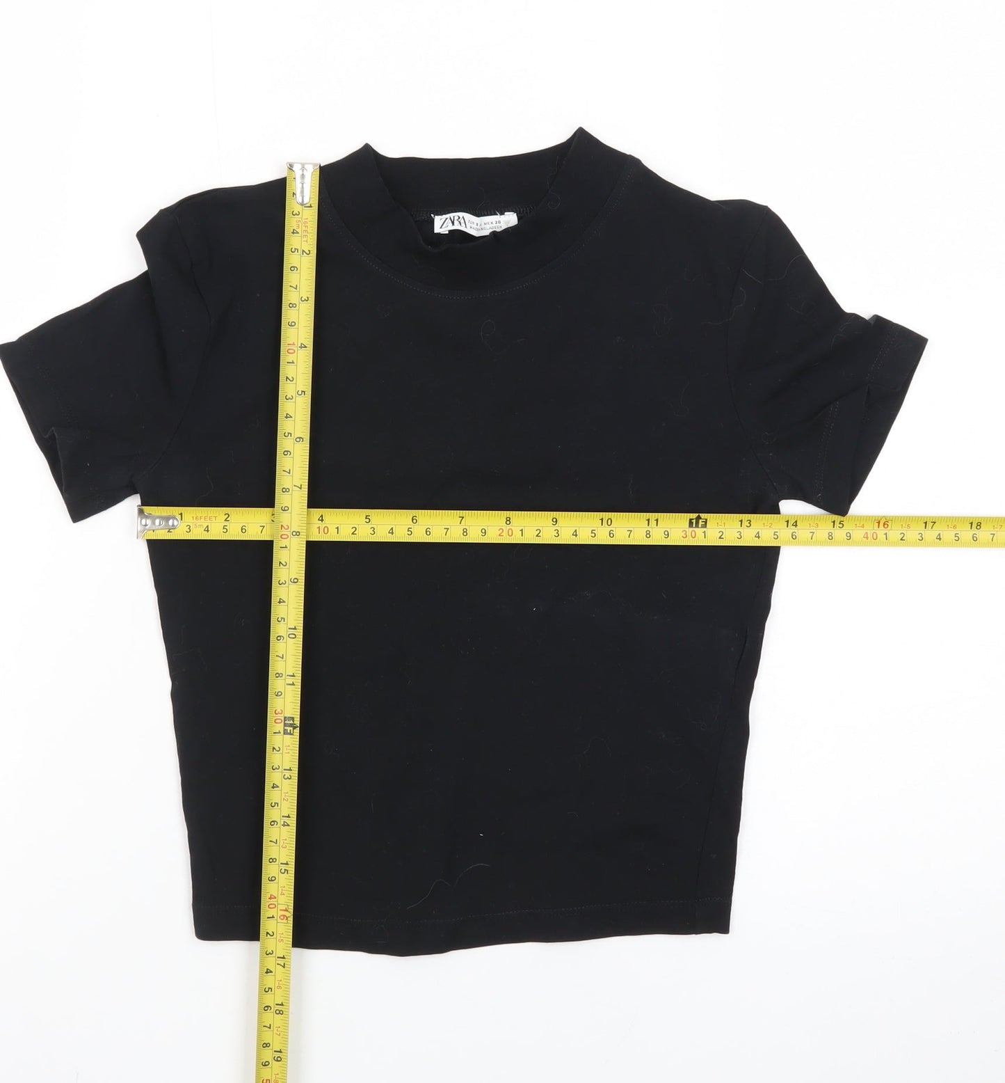 Zara Women's Black Slim Fit Cropped T-Shirt Size S